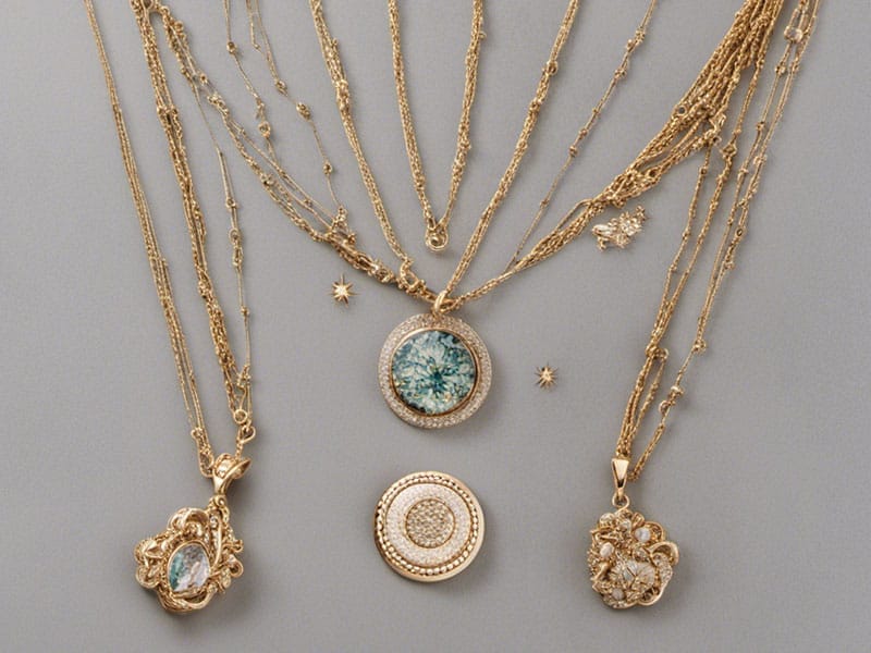 An exquisite collection of gold-plated necklaces and earrings, perfect for enhancing the style of low-cut tops.