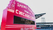 The chicago cubs spring training stadium sign.