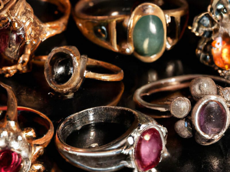 A group of rings on a table.