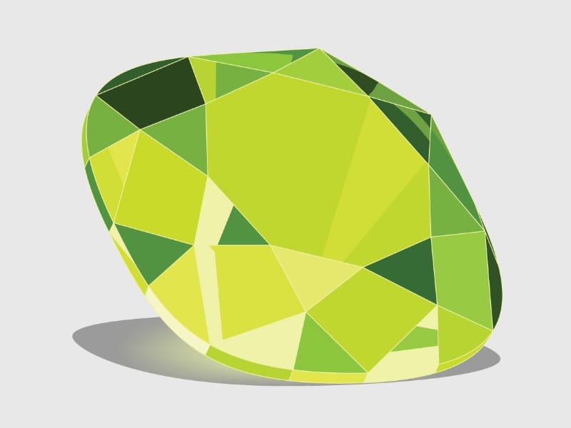 An August Gemstone Peridot on a white background.