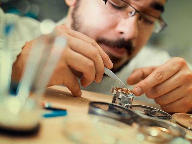 A man working on a watch.