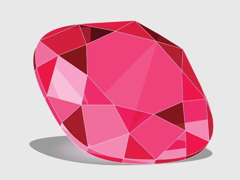 A July Gemstone Ruby on a white background.