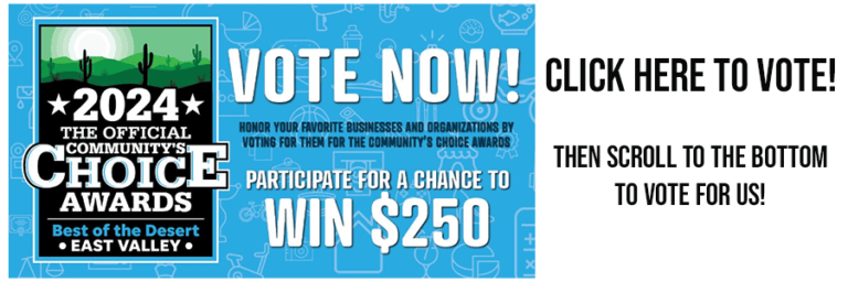 Banner promoting a community choice awards voting event with a chance to win $250.